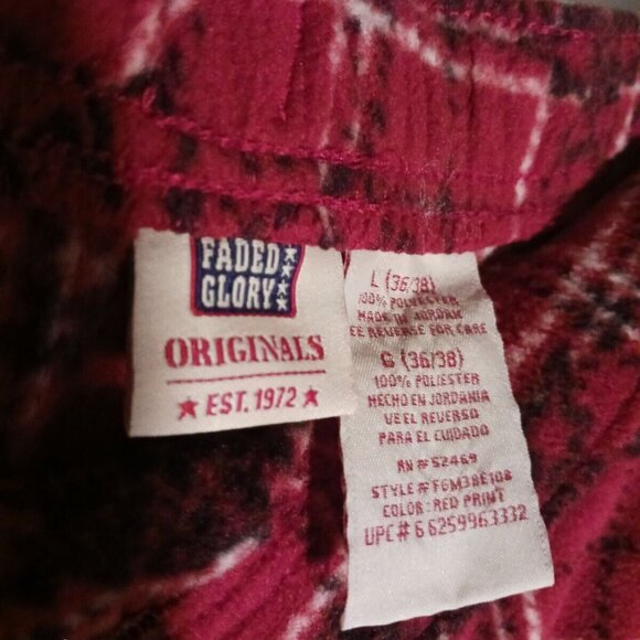 Mens size Large Red Plaid Polar Bear Pajama Pants Plush Pajama Bottoms - Picture 2 of 4